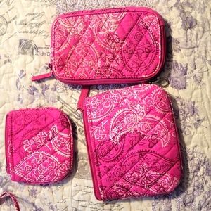 Vera Bradley small zipper pouches set of 3